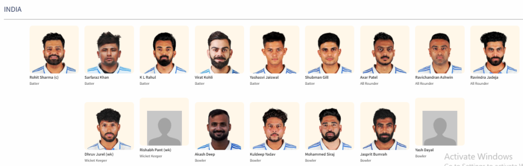 India-Bangladesh Test Series 2024 : indian team squad